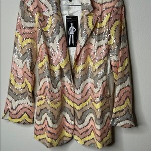 Berek Sequin Zigzag Blazer - Pink, Yellow, Gray